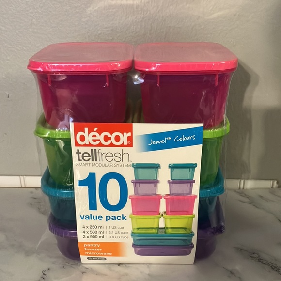 Decor Tellfresh Jewel 10 Food Containers BPA Free Multicolor Snack Storage - Picture 1 of 2